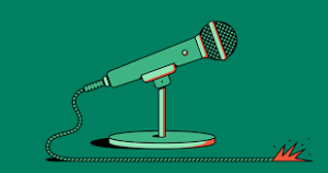 green microphone on a green background